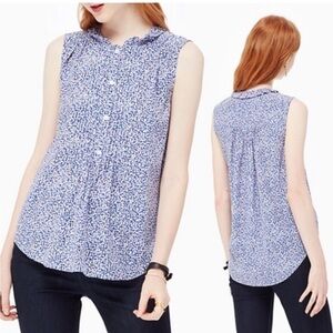 Kate Spade XS Floral Petal Pleated Silk Blouse Purple Sleeveless READ SIZE